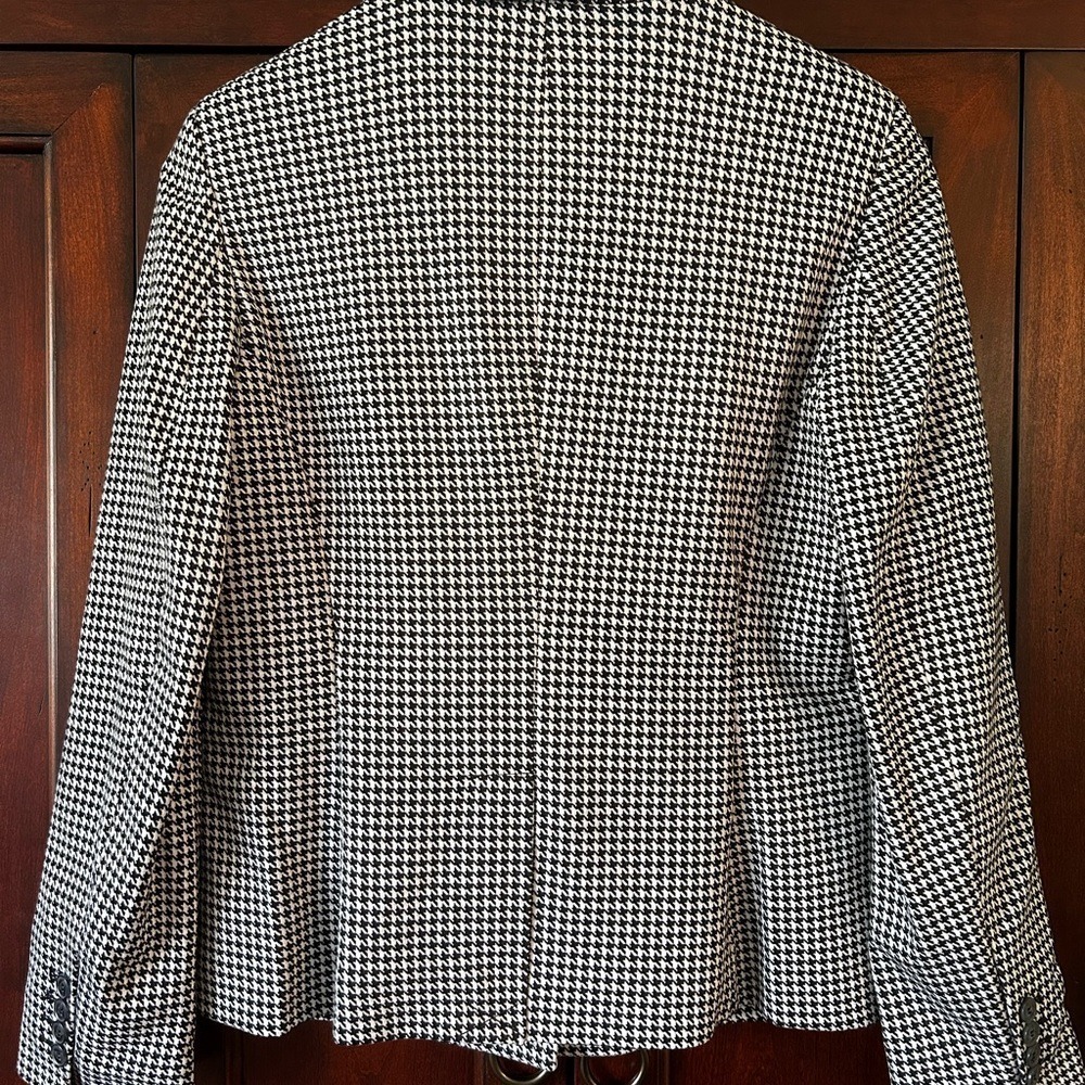 Chadwicks Womens Houndstooth Plaid Blazer Fitted Jacket Shoulder Pads Size 10 - Picture 7 of 9